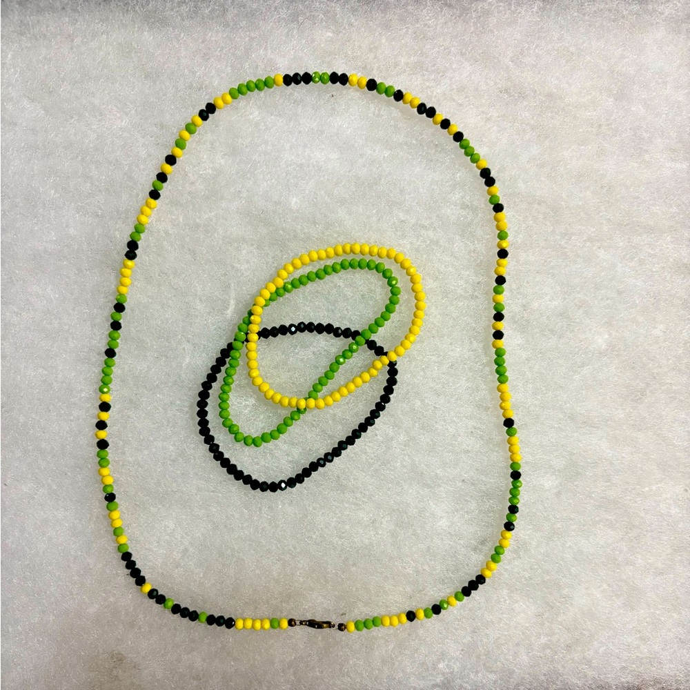 “Sea Moss” Beaded Necklace and Bracelet Set